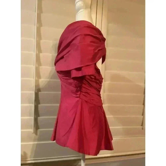 VTG Watters & Watters Blouse Top XS 2 Off Shoulder 90s 80s Peplum Corset Formal - Picture 9 of 9